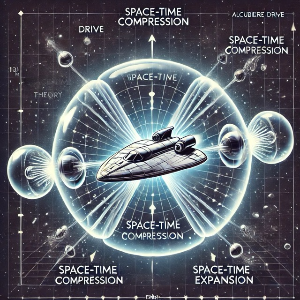 워프 버블 내 우주선이 시공간을 압축하고 확장하는 방식 설명 이미지
