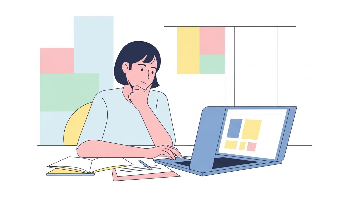 장기 계획을 고민하는 모습으로, 집에서하는부업은 단기 수익에 집착하지 말아야 합니다.