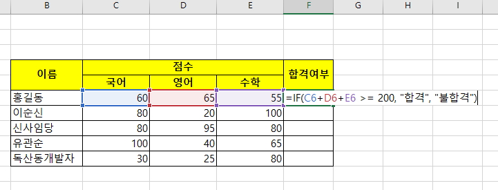 IF함수를 적용