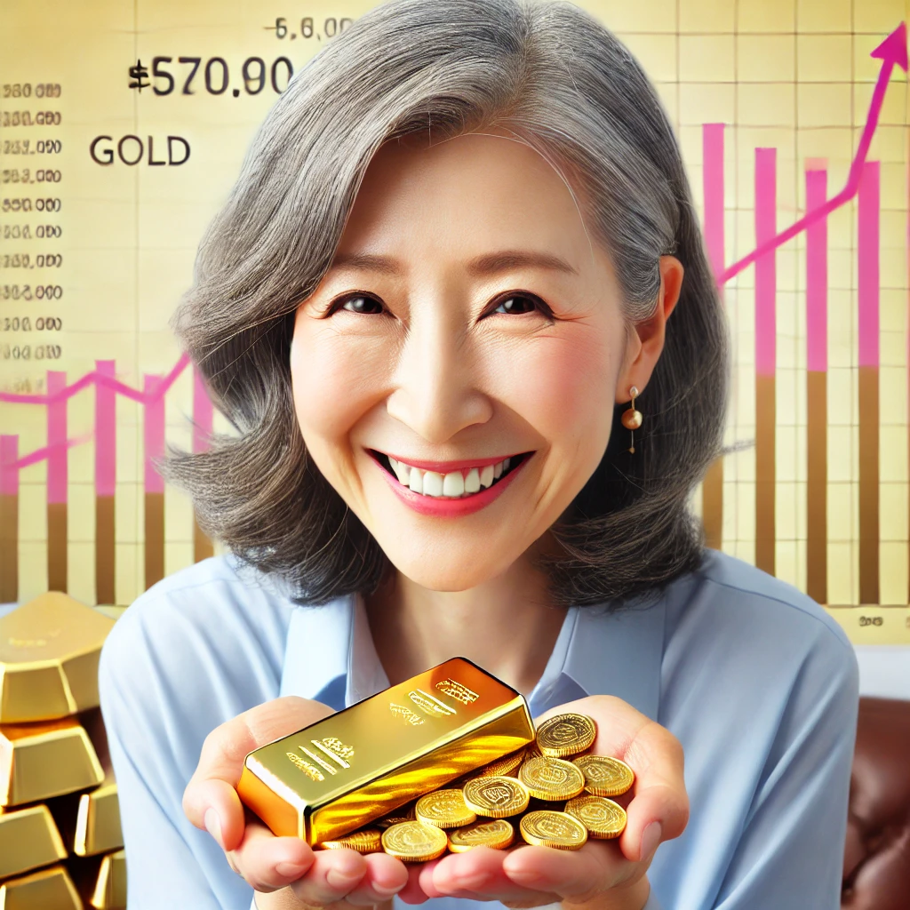 중년 여성의 금 투자 관련 이미지