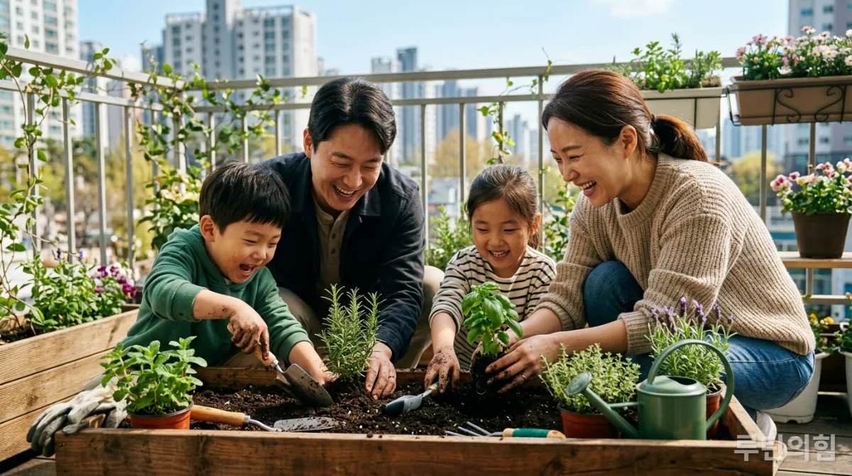 작은 실천으로 즐거운 시간을 보내는 한국인 가족