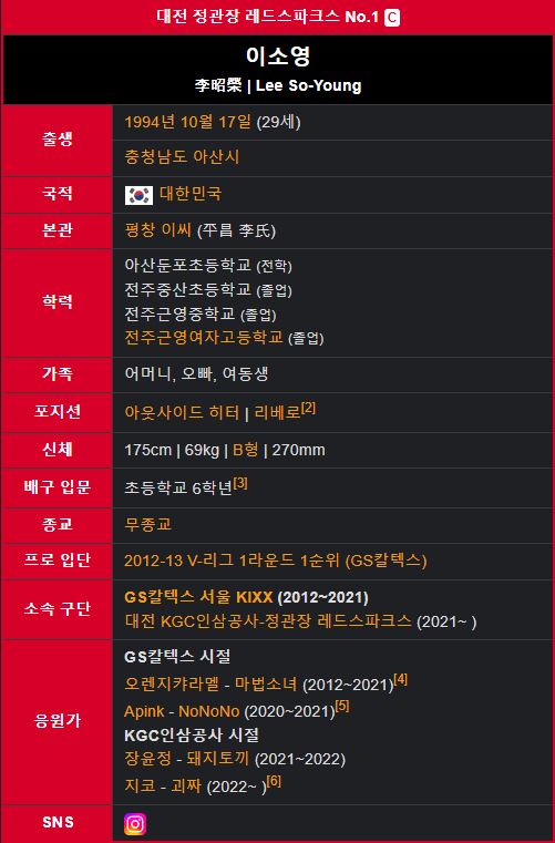 배구선수 이소영 프로필