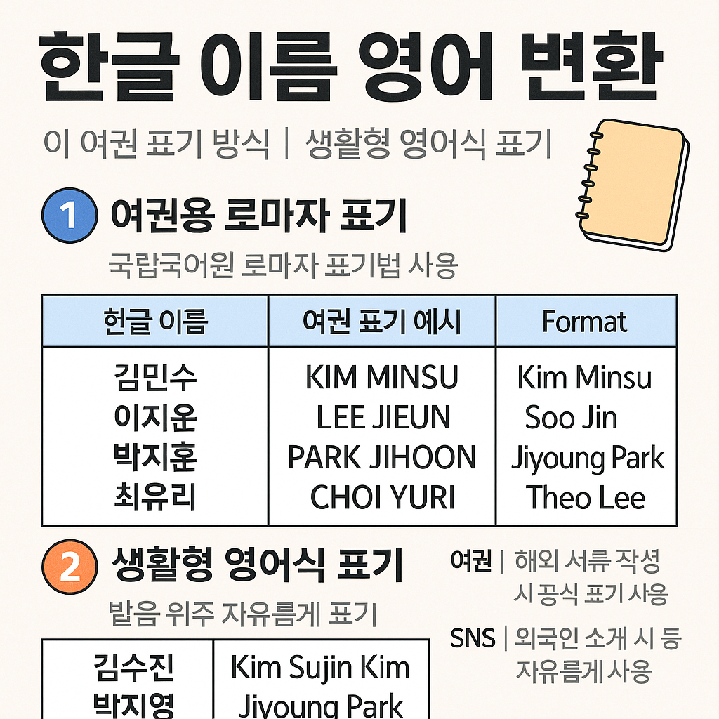 한글이름 영어변환