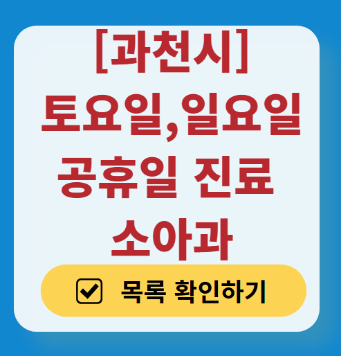 과천시 일요일 진료 소아과 추천 목록 ❘ 토요일 주말 공휴일 야간 문 여는 소아청소년과