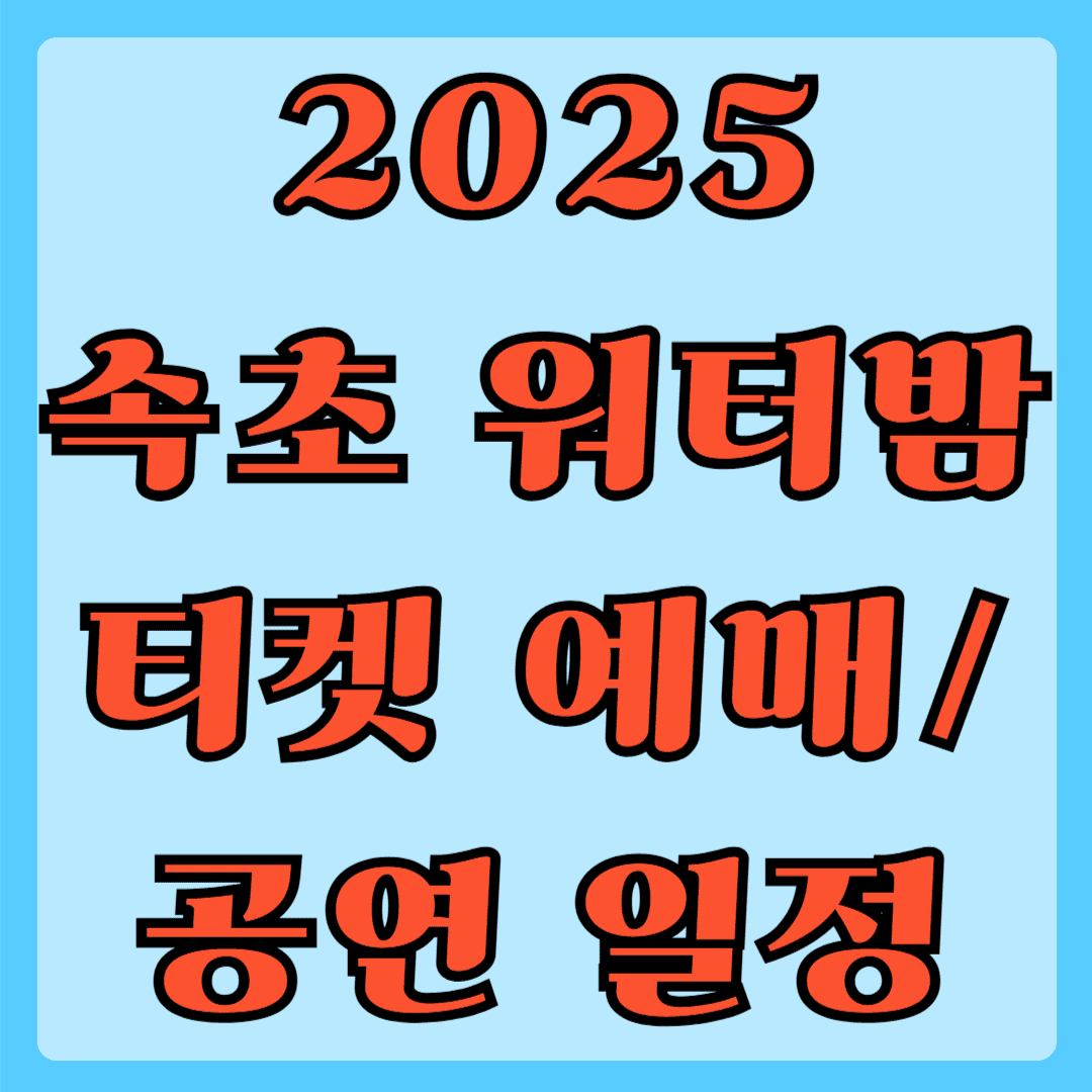 2025 속초 워터밤 티켓 예매 공연일정