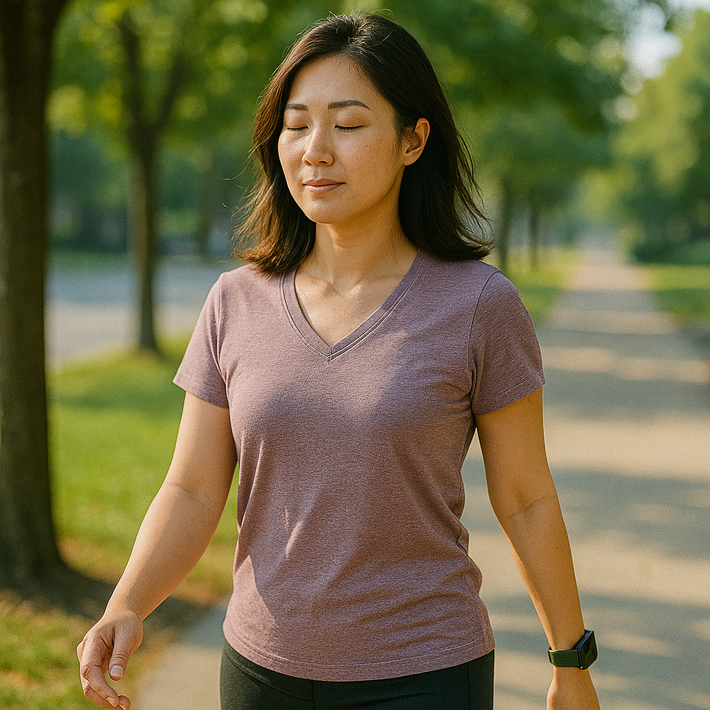 공복 산책을 즐기는 여성의 모닝 루틴
