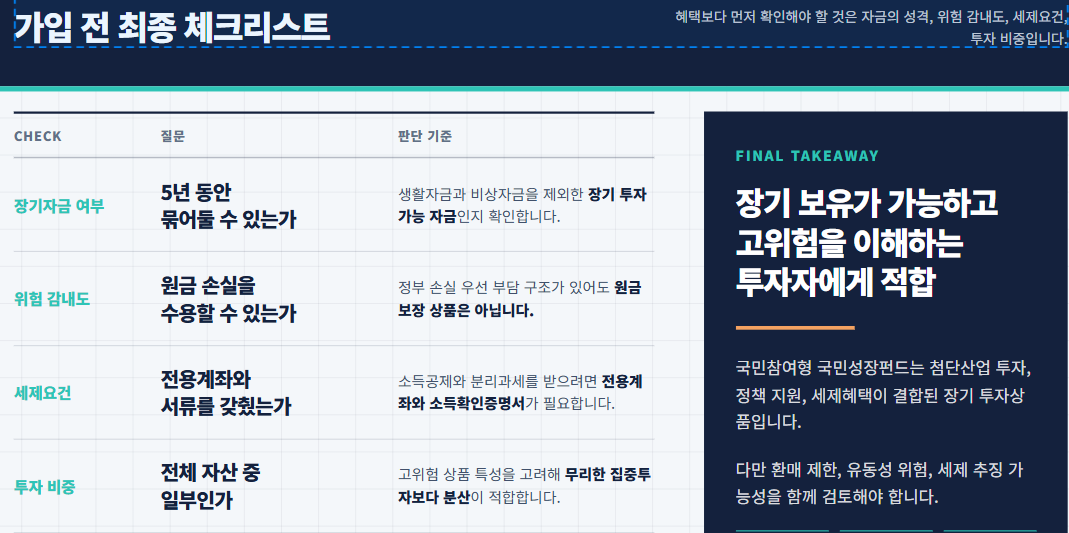 국민참여형 국민성장펀드 가입 전 체크사항