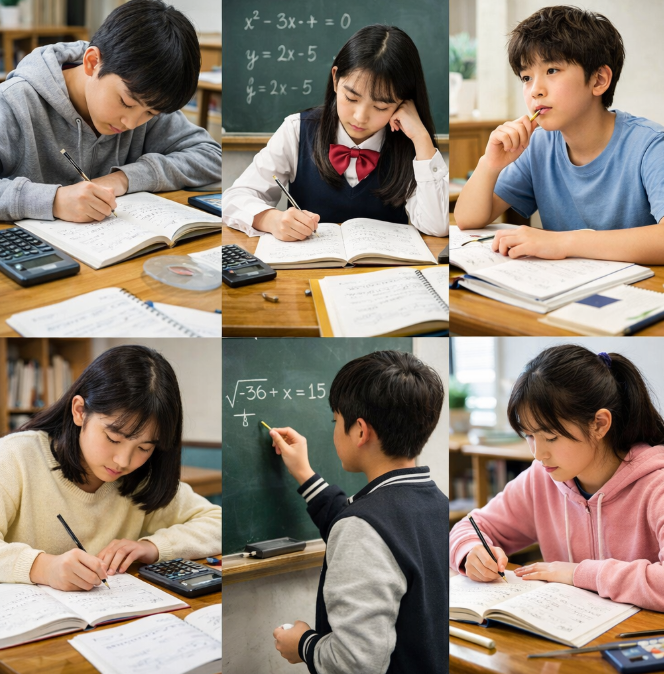 수학 공부하는 아이들