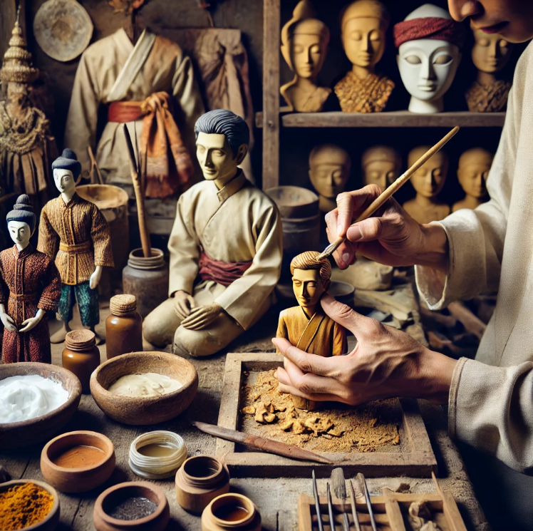 밀랍을 정성껏 조각하는 장인