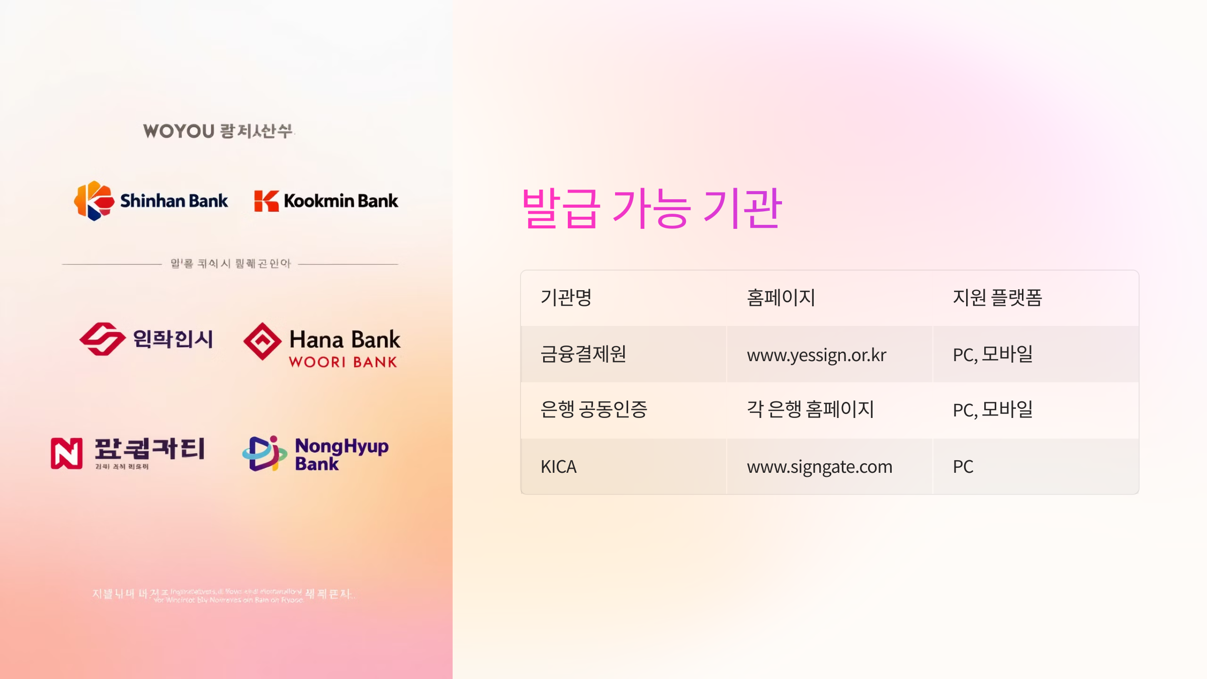 📱 공동인증서 발급 가능 기관 정리표