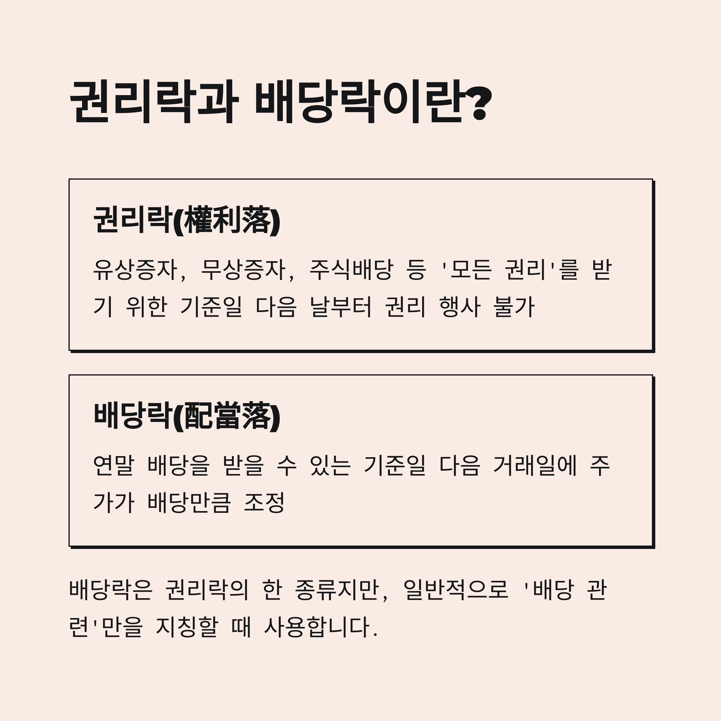 권리락과 배당락, 뭐가 다를까?|차이·전략 한눈에 정리