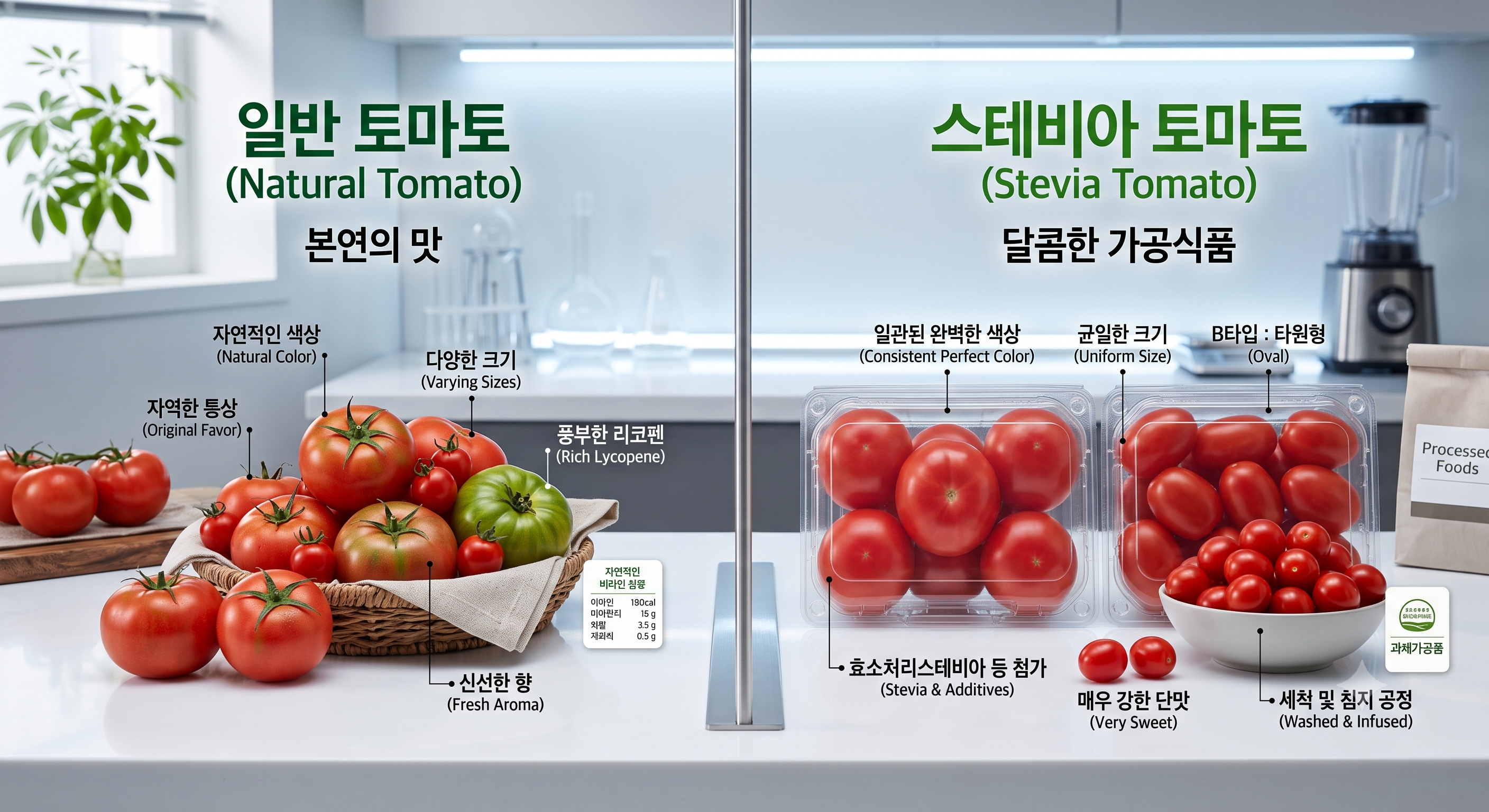 일반토마토와 스테비아 토마토 가상연출