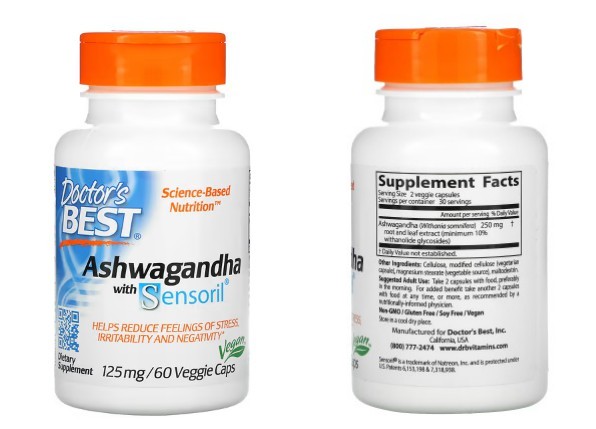Doctor's Best, Sensoril® 함유 아슈와간다, 125mg, 베지 캡슐 60정