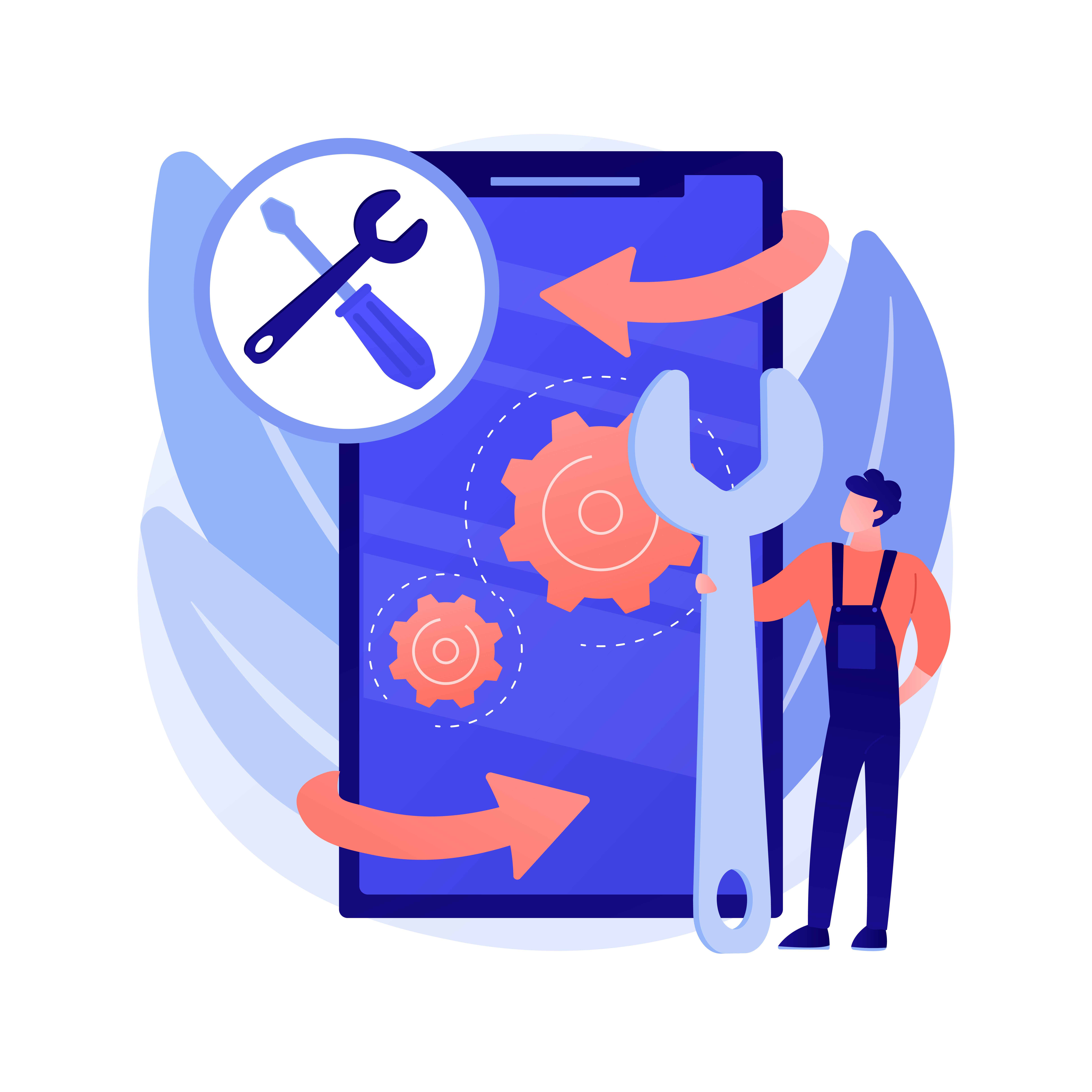 배터리 관리 앱 UI를 보여주는 일러스트