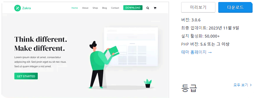 워드프레스 가장 인기 있는 무료 테마