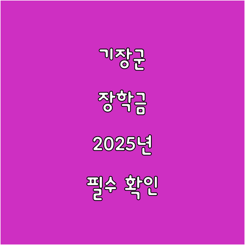 기장군 장학금 2025: 신청 전 필..
