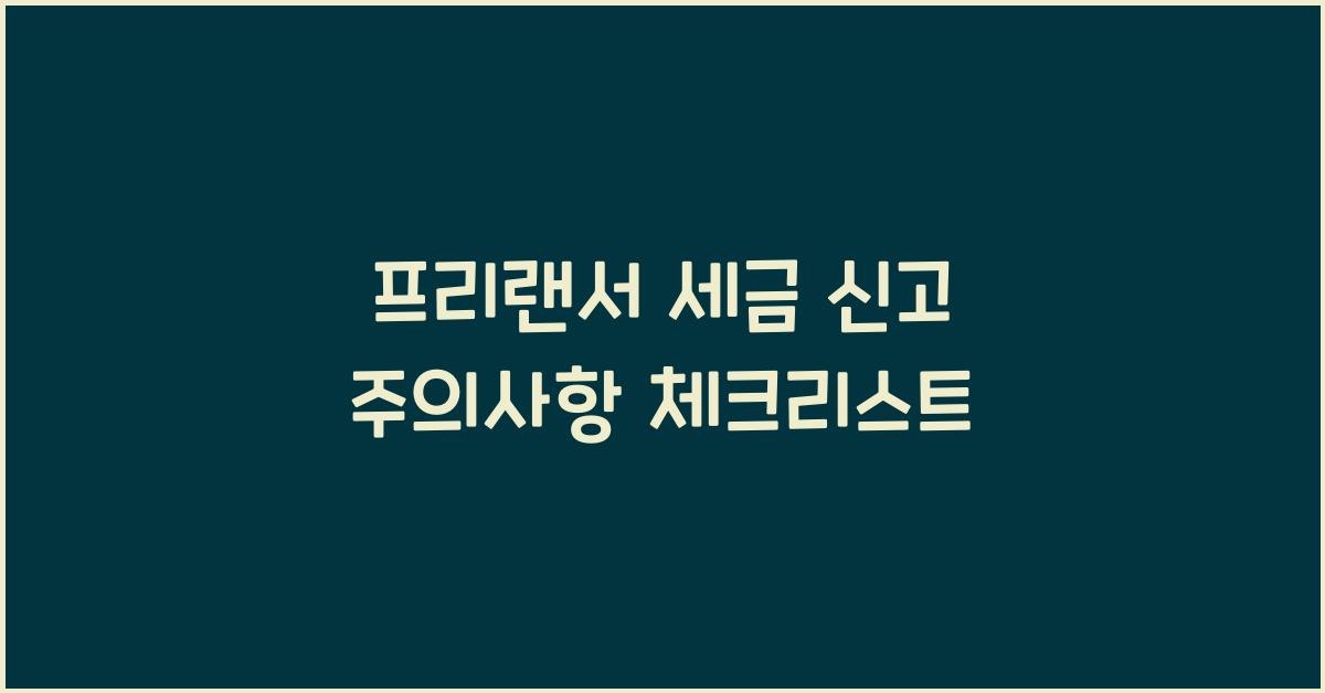 프리랜서 세금 신고 주의사항