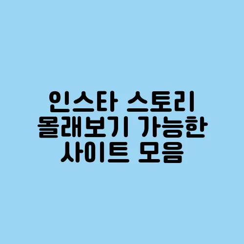 인스타 스토리 몰래보기 가능한 사이트 모음