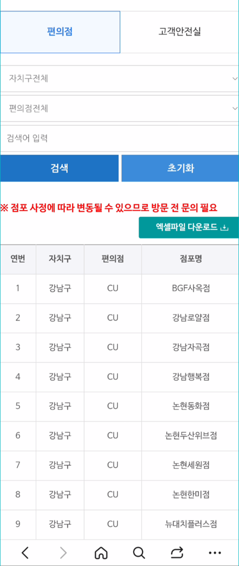 출처: 스마트서울맵 - 편의점 위치 찾기