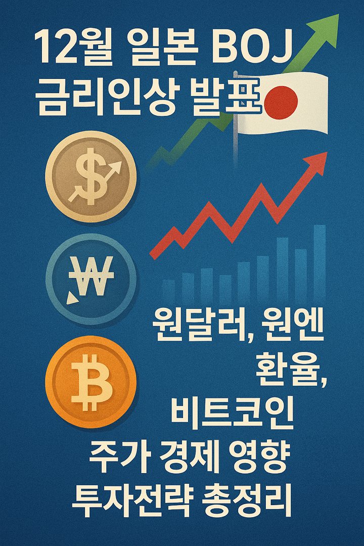 12월 일본 BOJ 금리인상 발표, 원달러,원엔 환율, 비트코인, 주가, 경제 영향, 반응, 투자전략 총정리