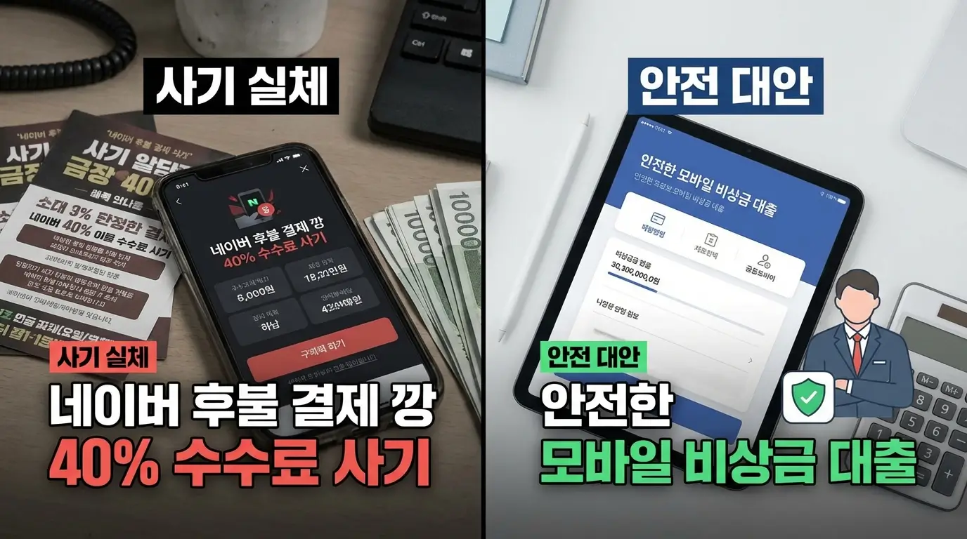 네이버 후불 결제 깡 업체의 40% 수수료 사기 실체와 안전한 모바일 비상금 대출 대안 비교