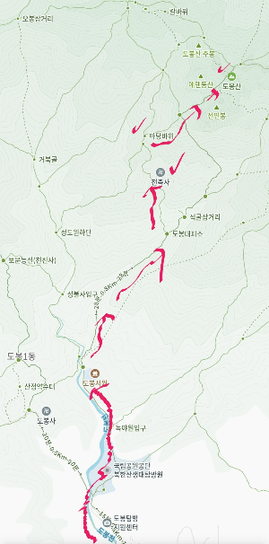 도봉산 등산 코스 지도