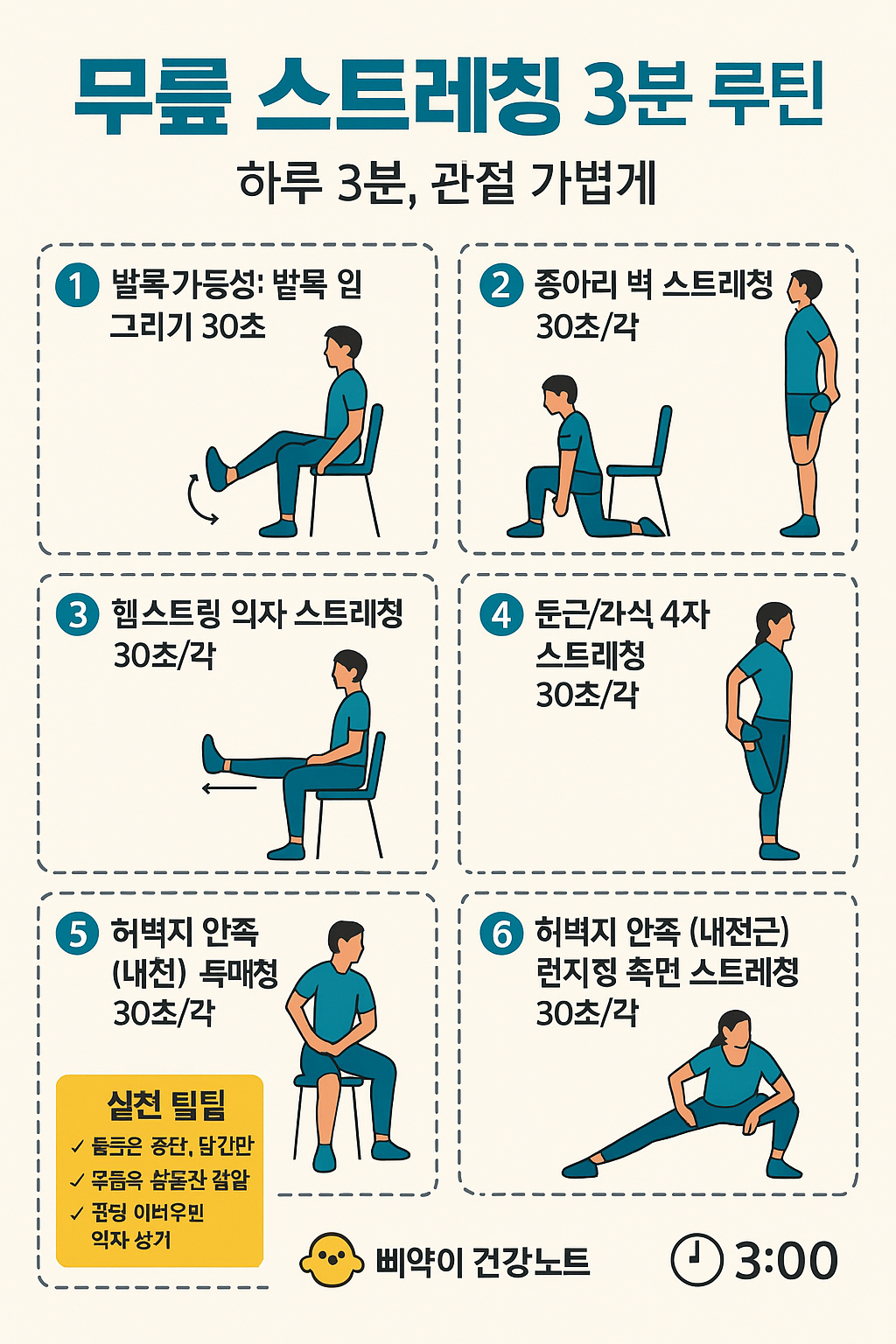 무릎 스트레칭 3분 루틴
