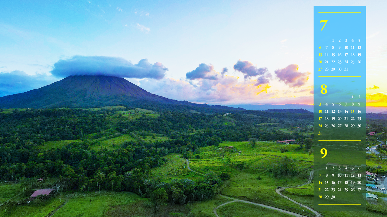 03 아레날화산과 노을 B - 2025년8월 노트북배경화면