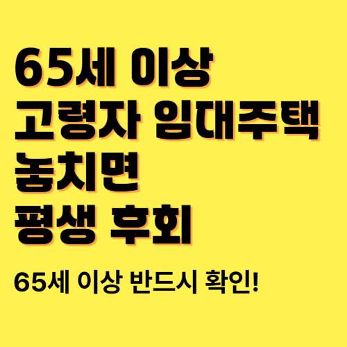 65세 이상 고령자 임대주택 놓치면 평생 후회