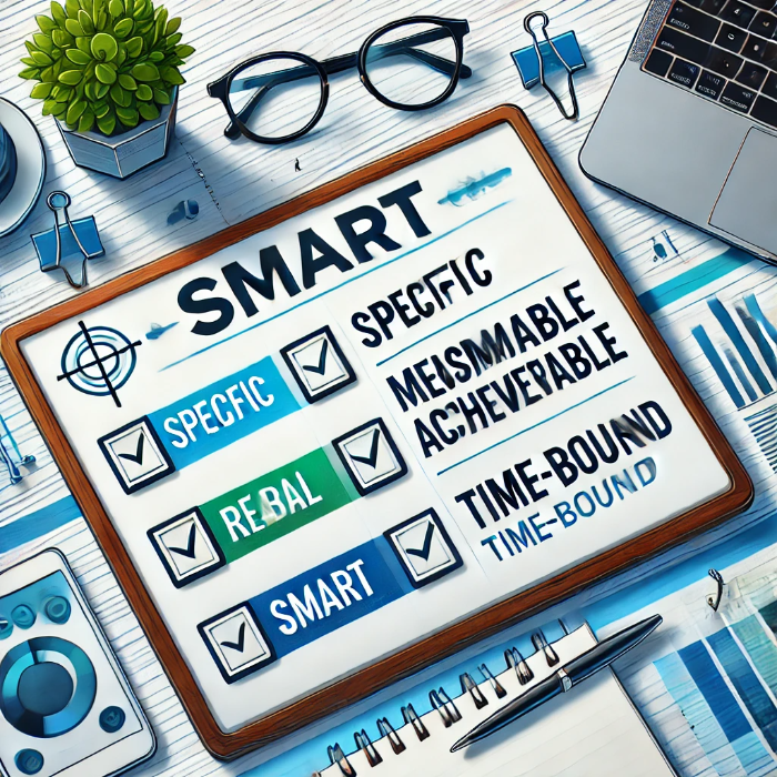 스마트-목표설정-체크리스트-사무실-노트북-배경