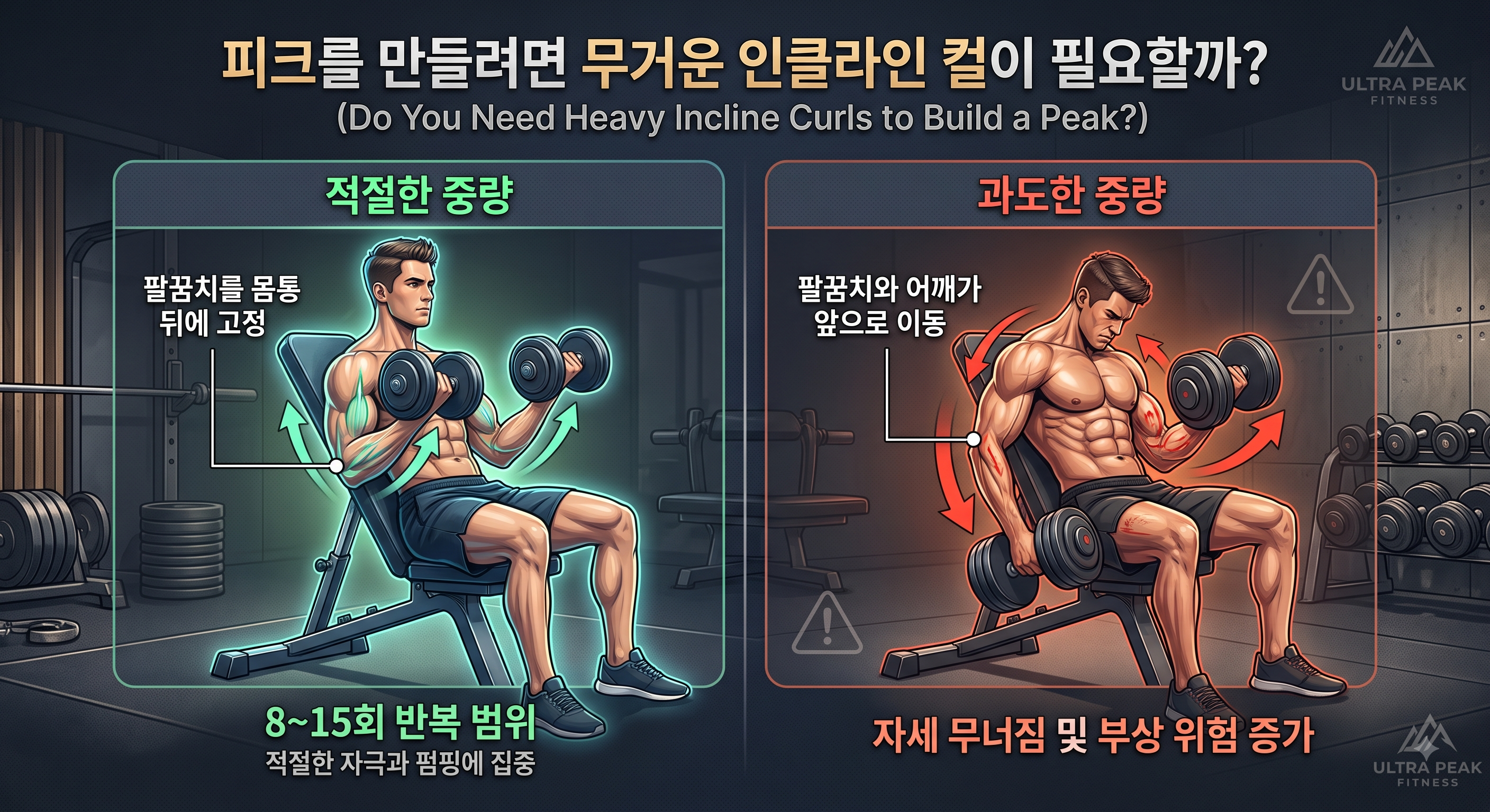피크를 만들려면 무거운 인클라인 컬이 필요할까