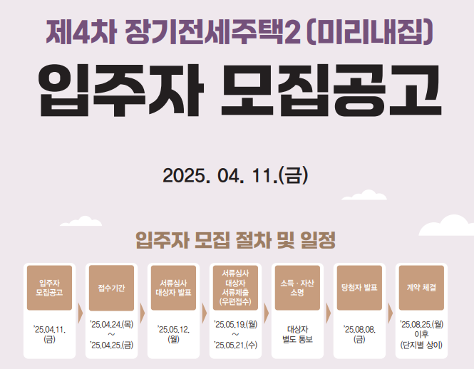 제4차 장기전세주택2 입주자 모집 공고