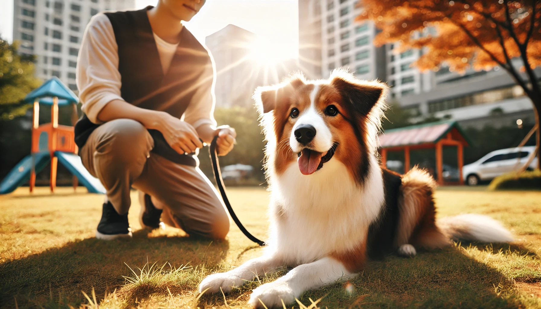 보더콜리와 함께 훈련하는 모습