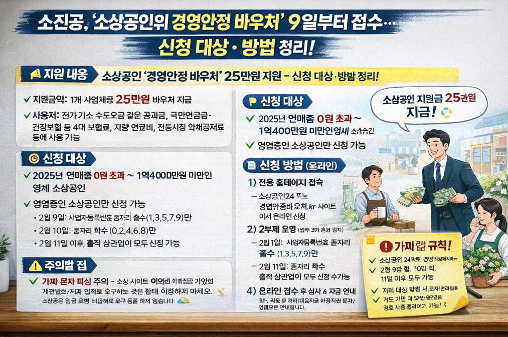 소상공인 경영안정 바우처 2월 9일 접수 시작! 신청 방법 3분 완벽 정리