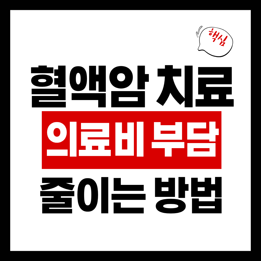 혈액암 치료 과정에서 의료비 부담 줄이는 방법