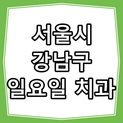 서울시 강남구 일요일 진료 하는 치과병원과 진료시간