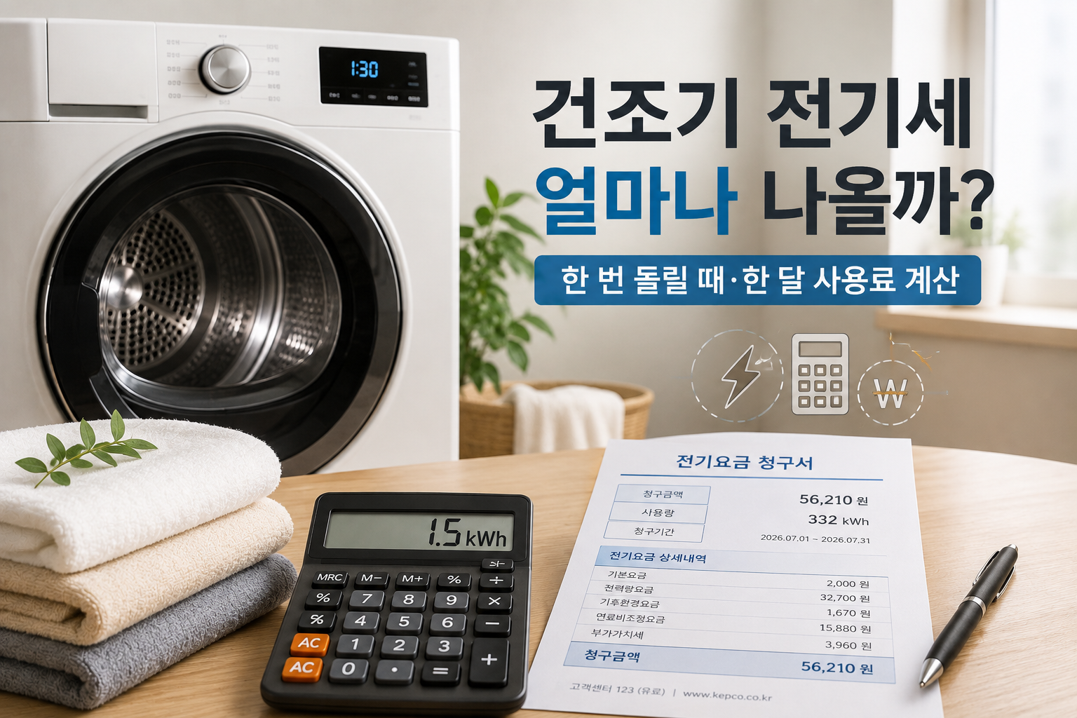 건조기 전기세 얼마나 나올까? 한 번 돌릴 때&middot;한 달 사용료 계산