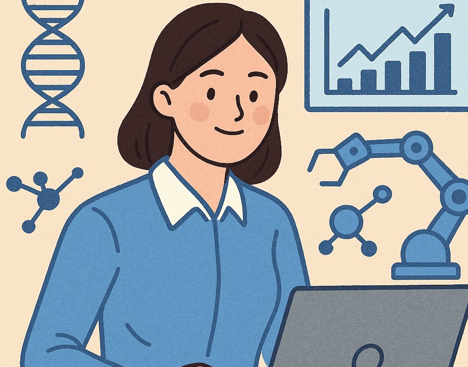 청년 여성이 ai등에 대해 공부하는 모습