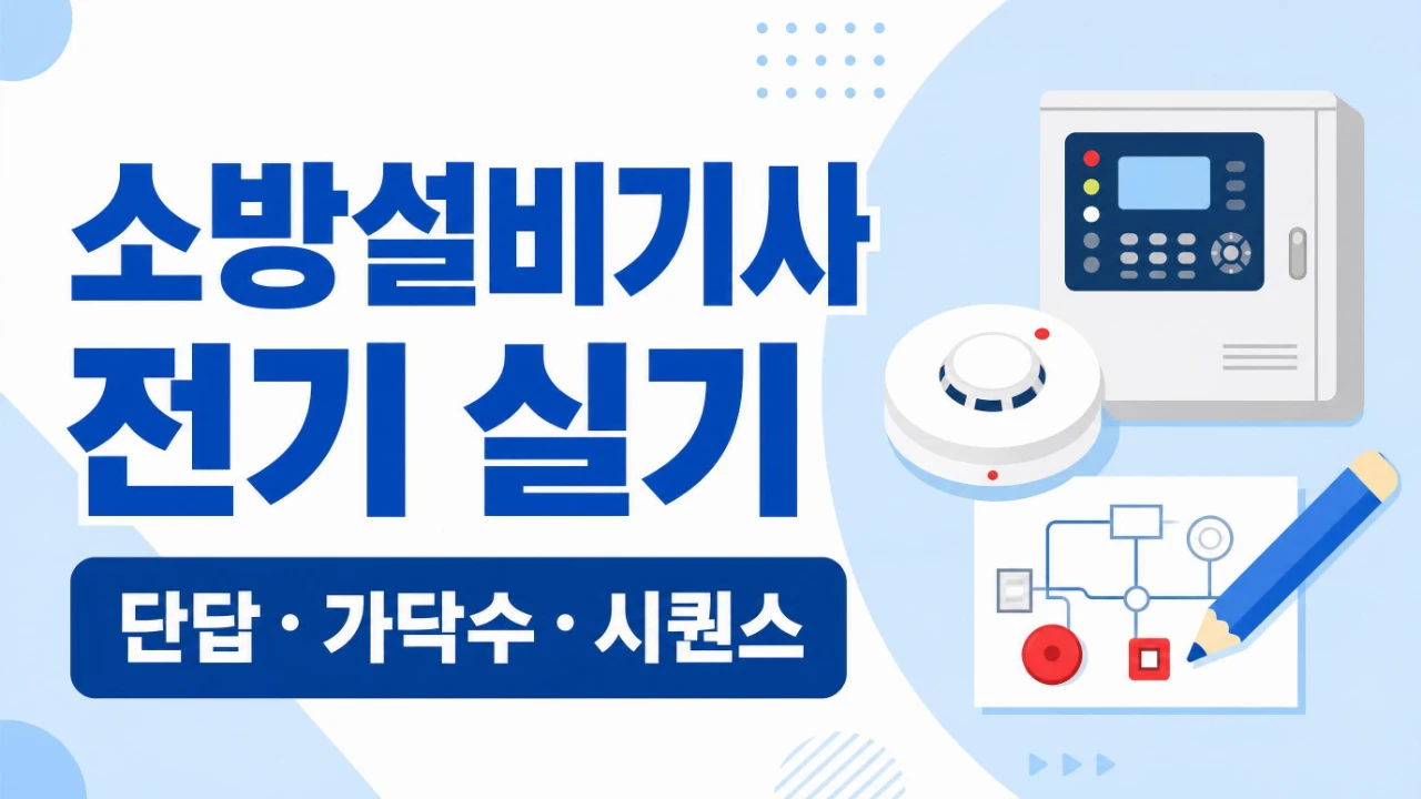 소방설비기사 전기 실기 단답과 가닥수, 시퀀스 준비 순서를 안내하는 이미지