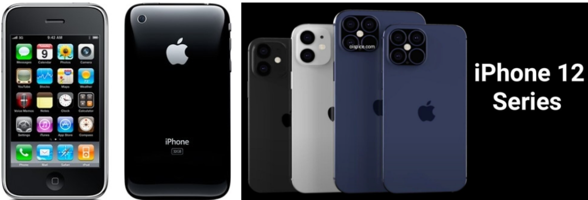 아이폰3, 아이폰12 이미지입니다.