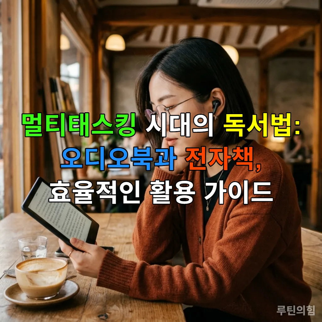 2026년 독서 트렌드를 반영한 한국인 여성의 독서와 오디오북 활용 모습