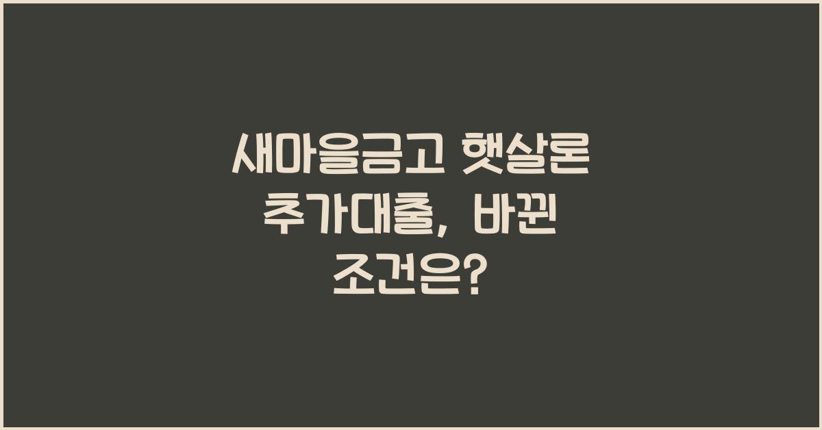 새마을금고 햇살론 추가대출