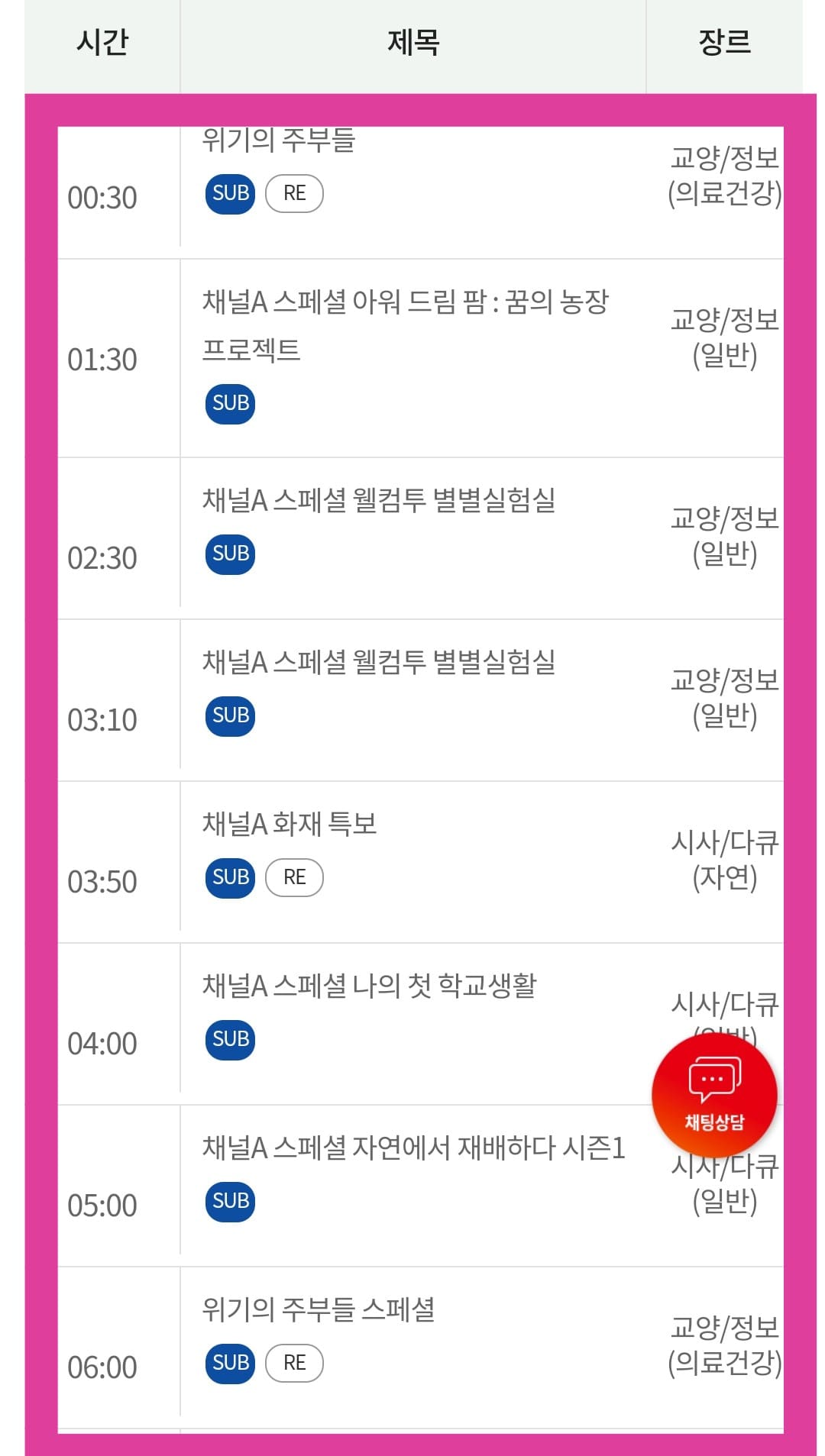 KT-HCN-경북방송-채널번호-및-편성표-확인-방법-안내-원하는-날짜의-채널A-프로그램명과-방송-시간을-확인할-수-있습니다.