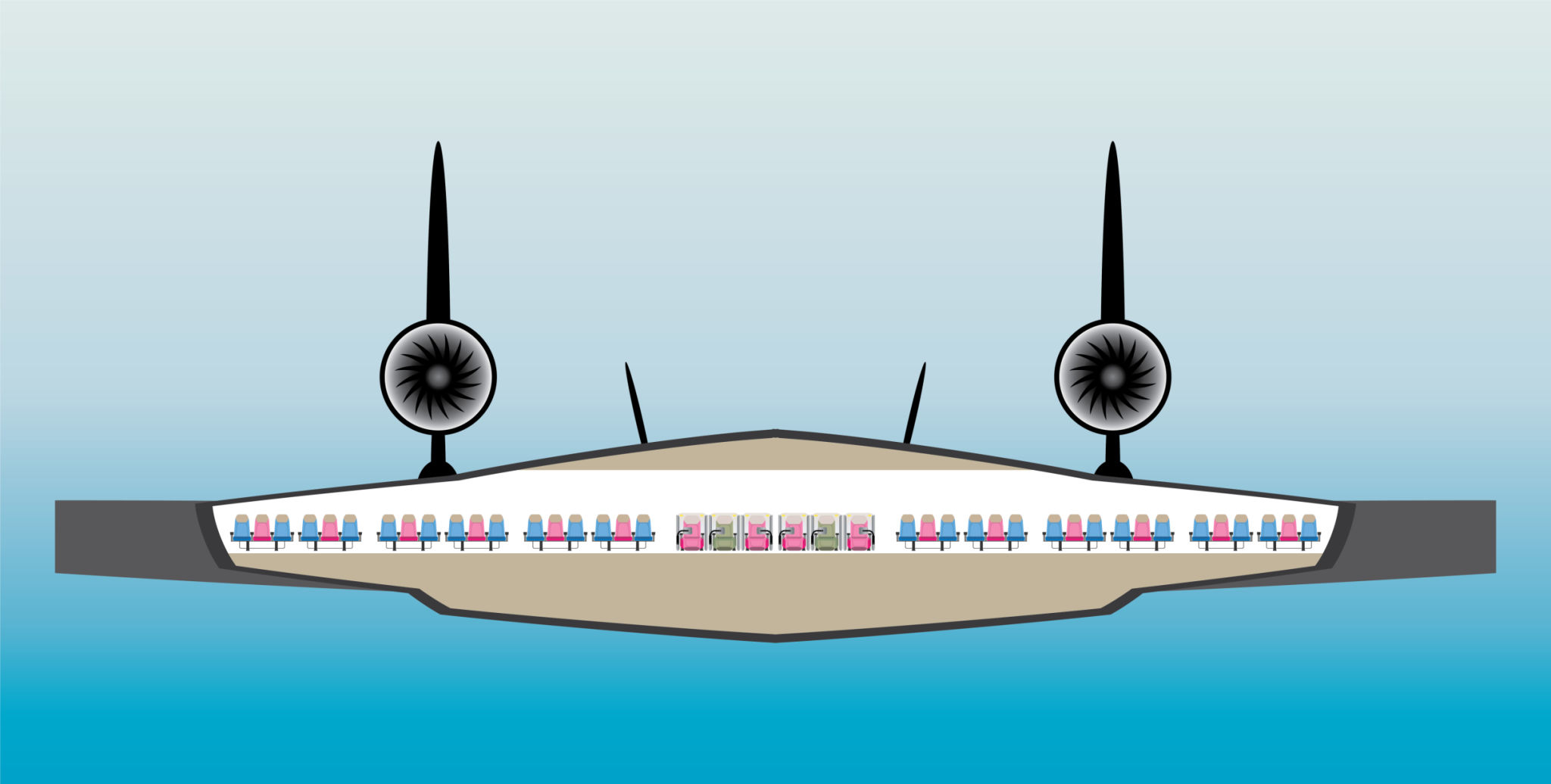 여객기 동체 단면 구조가 좌석 배치에 미치는 영향 관련사진