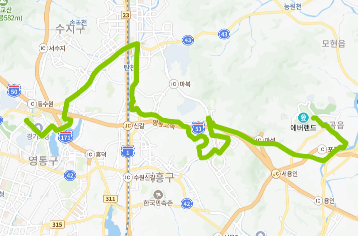 수원-용인-670번-버스-노선-지도