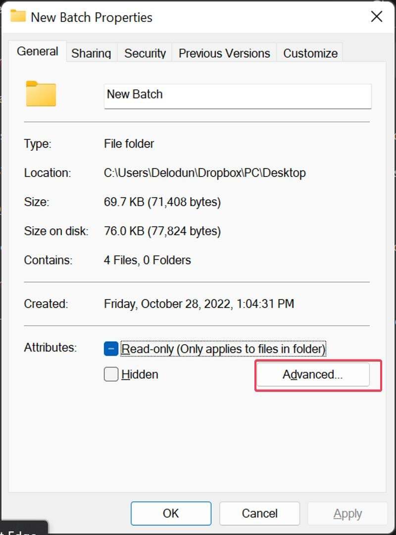 윈도우 폴더별 보호 옵션