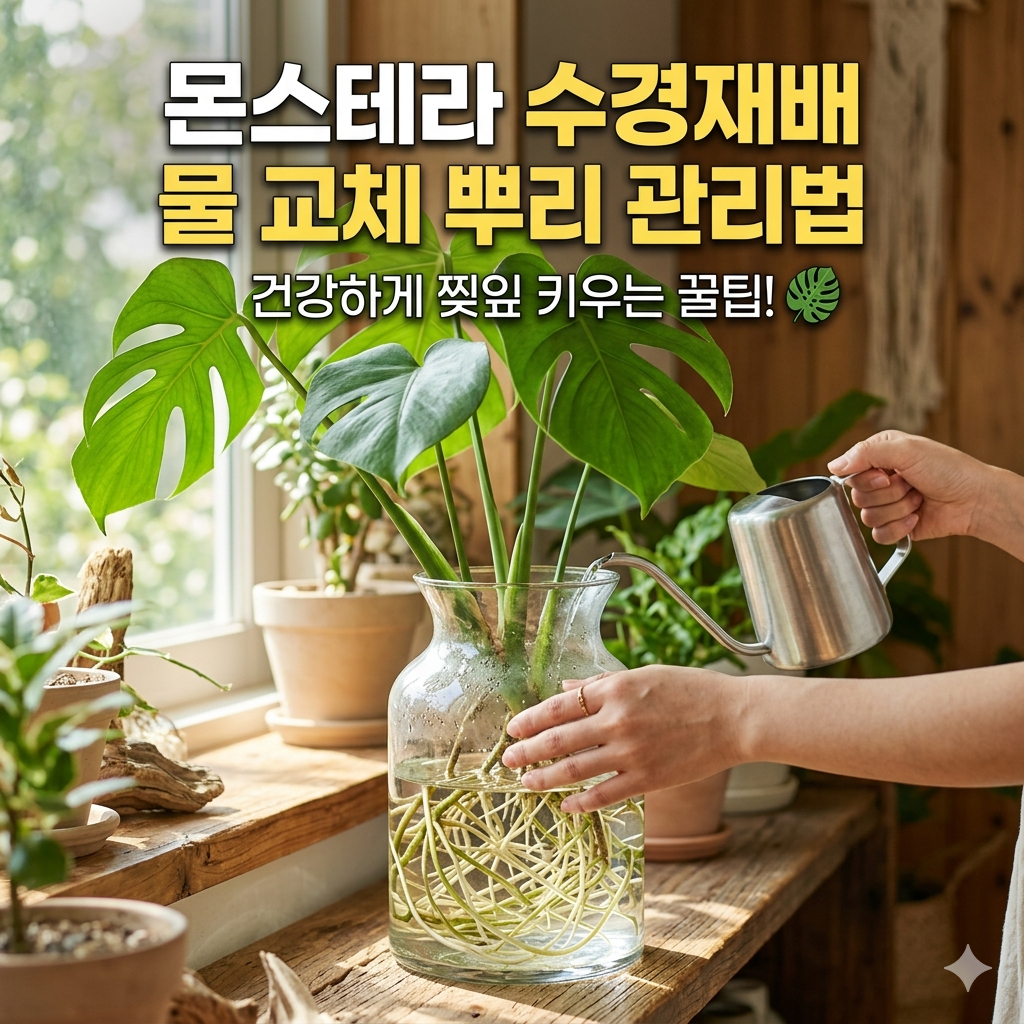 몬스테라 수경재배 물 교체 뿌리 관리법