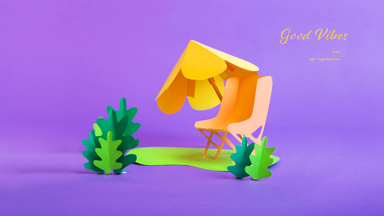07 종이 의자 모형 C - Good Vibes 보라색배경화면