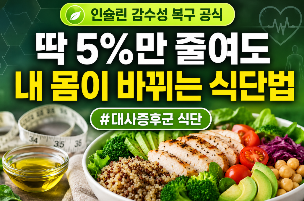인슐린 감수성 복구를 돕는 대사증후군 식단과 혈당 관리 건강식 이미지