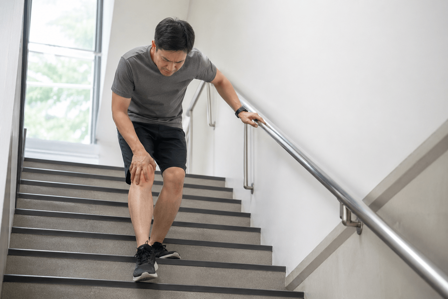 남자가 계단을 내려가는 모습